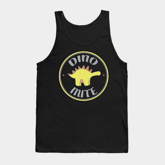 Dino - Mite / Cute and Funny Dinosaur Design Tank Top by critterandposie